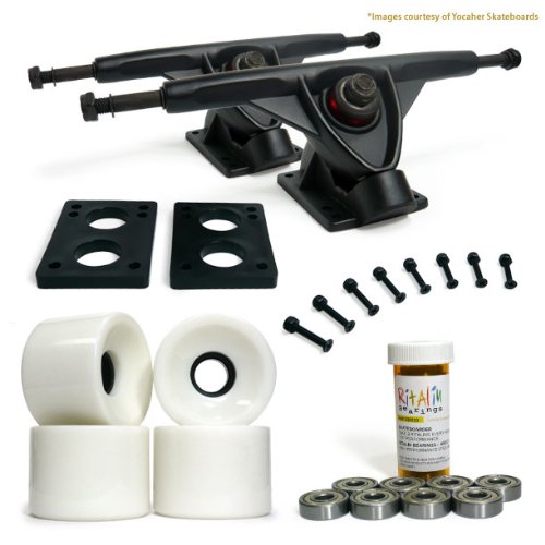 トラック スケボー スケートボード 海外モデル 直輸入 071-Solid White Wheel-Black Trucks Yocaher Longboard Skateboard Trucks Wheels Combo Set 71mm Wheels + 7