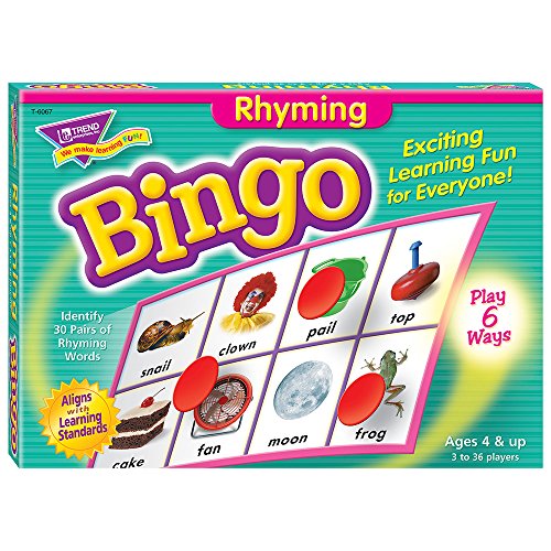 {[hQ[ p AJ COQ[ Trend Enterprises: Rhyming Bingo Game, Exciting Way for Everyone to Learn, Play 6 Different Ways, Perfect for Classrooms and at Home, 2 to 36 Players, for Ages 4 and Up{[hQ[ p AJ COQ[