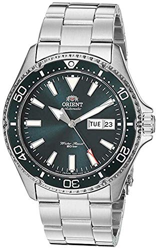 腕時計 オリエント メンズ Orient Men's Kamasu Japanese-Automatic Diving Watch with Stainless-Steel Strap, Silver, 22 (Model: RA-AA0004E19A), Green - Metal Bracelet腕時計 オリエント メンズ