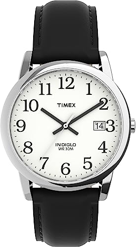 タイメックス 腕時計（メンズ） 腕時計 タイメックス メンズ T2H281 Timex T2H281 Easy Reader 35mm Black Leather Strap Watch腕時計 タイメックス メンズ T2H281