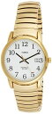 rv ^CbNX Y T2H301 Timex Men's Easy Reader 35mm Watch ? Gold-Tone Case White Dial with Gold-Tone Tapered Expansion Bandrv ^CbNX Y T2H301