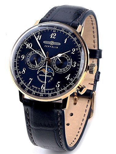 ツェッペリン 腕時計 ツェッペリン メンズ ゼッペリン ドイツ Zeppelin Series LZ129 Hindenburg Multifunction Men's Day/Date Moon Phase Analog Watch Rose Gold and Blue 7038-3腕時計 ツェッペリン メンズ ゼッペリン ドイツ