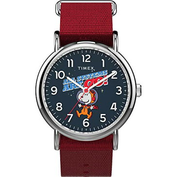 タイメックス 腕時計 レディース 【送料無料】Timex TW2T82600 Unisex Weekender X Space Snoopy 38mm Red Fabric Strap Watchタイメックス 腕時計 レディース