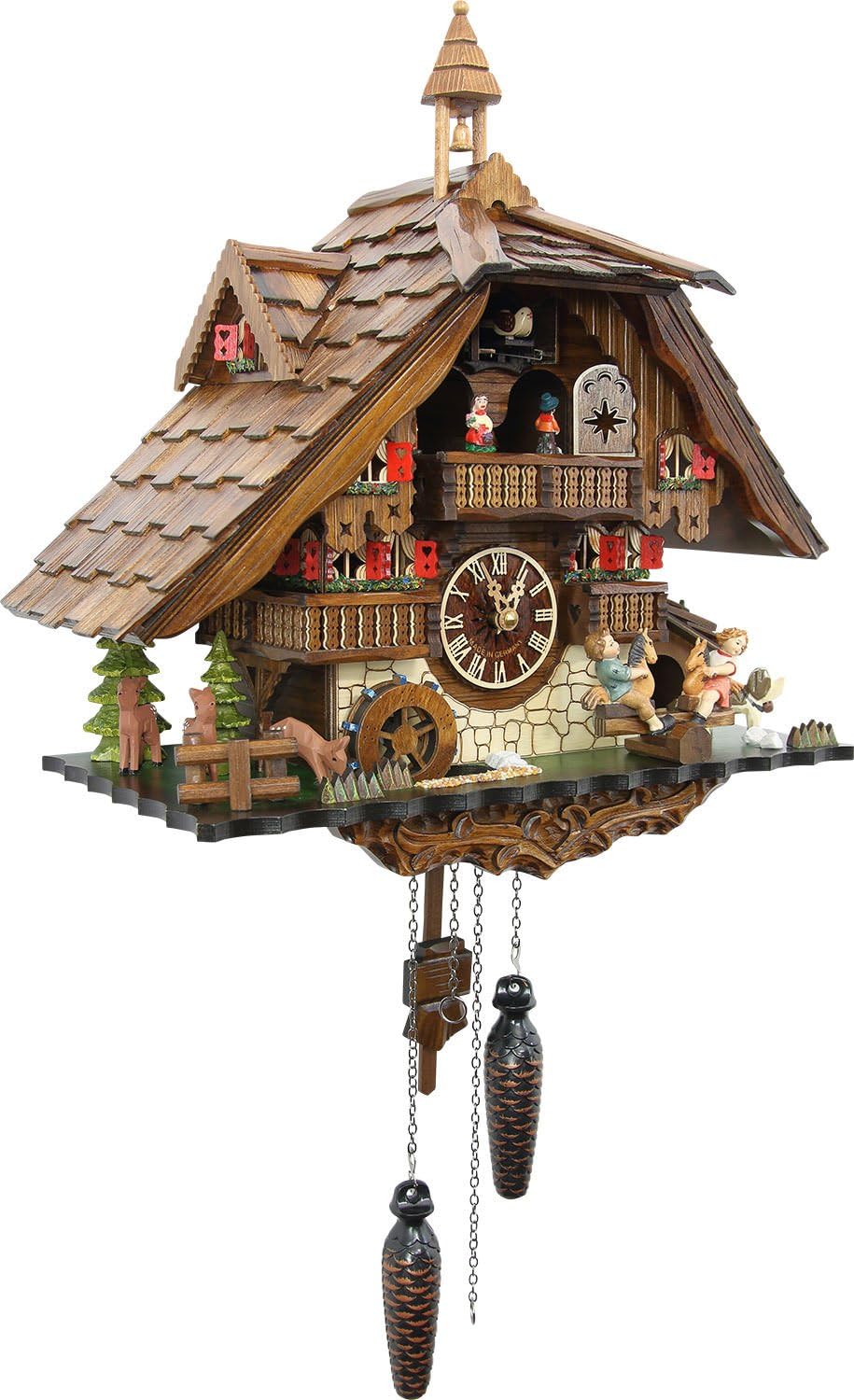 カッコー時計 インテリア 壁掛け時計 海外モデル アメリカ 【送料無料】Cuckoo-Palace Large German Cuckoo Clock - The Seesaw Mill Chalet with Quartz Movement with Moving Seesaw - Black Forest Clカッコー時計 インテリア 壁掛け時計 海外モデル アメリカ