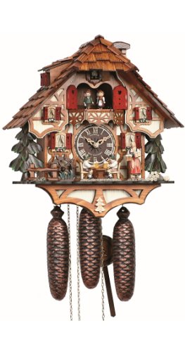 カッコー時計 インテリア 壁掛け時計 海外モデル アメリカ Anton Schneider Cuckoo Clock Black Forest house with moving beer drinkers and mill wheelカッコー時計 インテリア 壁掛け時計 海外モデル アメリカ