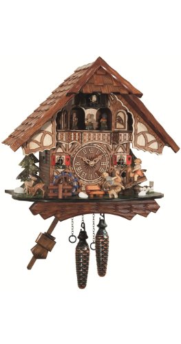 カッコー時計 インテリア 壁掛け時計 海外モデル アメリカ 【送料無料】Quartz Cuckoo Clock Black forest house, turning mill-wheel, moving seesawカッコー時計 インテリア 壁掛け時計 海外モデル アメリカ