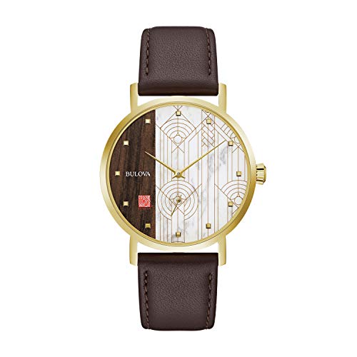 ロイド 腕時計（メンズ） 腕時計 ブローバ メンズ Bulova Frank Lloyd Wright April Showers Gold Tone Stainless Steel 3-Hand Quartz, Brown Leather Strap Style: 97A141腕時計 ブローバ メンズ