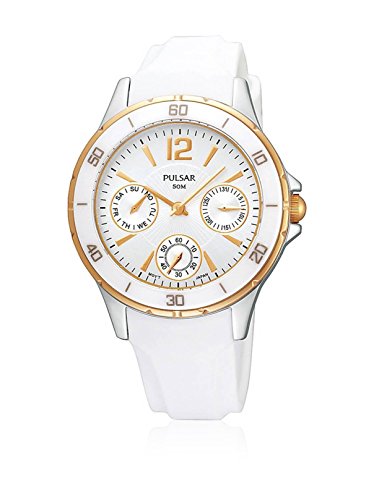 腕時計 パルサー SEIKO セイコー レディース Pulsar Ladies Rose Tone Bezel Silver Dial White Plastic Strap Watch PP6022腕時計 パルサー SEIKO セイコー レディース