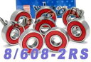 xAO XP{[ XP[g{[h COf A VXB Brand Skateboard Bearing Set of 8 Sealed 608RS Ball Bearings Carbon Steel with Red Rubber Seals 608-2RSxAO XP{[ XP[g{[h COf A