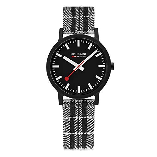 腕時計 モンディーン 北欧 スイス メンズ Mondaine - Essence MS1.41120.LB - Mens Watch 41mm - Official Swiss Railways Wrist Watch Black Recycled Textile Strap 30m Waterproof Sustainable - Mens Watches - Made in Swi腕時計 モンディーン 北欧 スイス メンズ