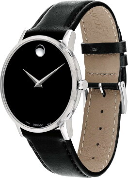 腕時計 モバード メンズ 【送料無料】Movado Men's Museum Stainless Steel Watch with Concave Dot Museum Dial, Silver/Black Strap (607269)腕時計 モバード メンズ