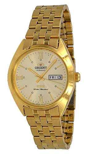腕時計 オリエント メンズ Orient RA-AB0E13G Men 039 s 3 Star Gold Tone Stainless Steel Gold Dial Day Date Automatic Watch腕時計 オリエント メンズ