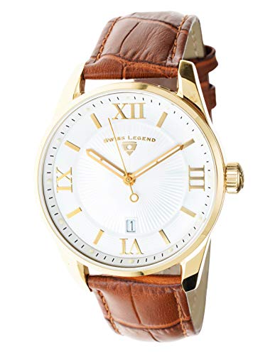 腕時計 スイスレジェンド メンズ Swiss Legend Men's Belleza Analog Swiss Quartz Watch White Dial and Gold Stainless Steel Case with Brown Leather Strap 22012-YG-02-BR腕時計 スイスレジェンド メンズ