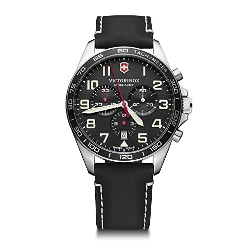 ビクトリノックス 腕時計 ビクトリノックス スイス レディース，ウィメンズ Victorinox Fieldforce Chrono - Men's Watch & Timepiece - Wristwatch for Men - Black Dial and Black Leather Strap腕時計 ビクトリノックス スイス レディース，ウィメンズ