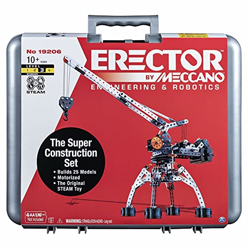 メカノ 知育玩具 パズル ブロック 6026075-6024133 Meccano Erector Super Construction 25-in-1 Motorized Building Set, Steam Educa..