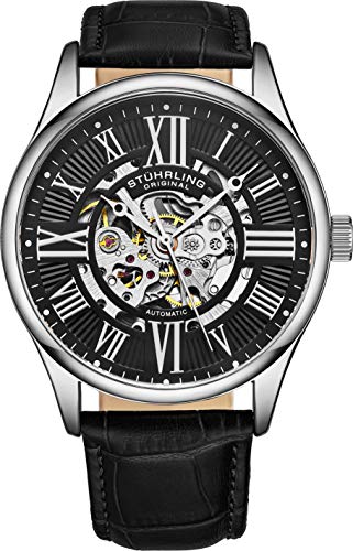 腕時計 ストゥーリングオリジナル メンズ Stuhrling Original Mens Atrium Skeleton Automatic Self Winding Mechanical Dress Watch with Premium Leather Band腕時計 ストゥーリングオリジナル メンズ