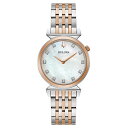 楽天angelica腕時計 ブローバ レディース Bulova Ladies' Classic Regatta in Two-Tone Rose Stainless Steel 2-Hand Quartz Watch with White Mother-of-Pearl Dial and Diamonds Style: 98P192腕時計 ブローバ レディース