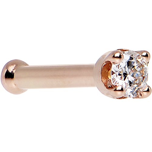 ボディキャンディー ボディピアス アメリカ 日本未発売 ウォレット 【送料無料】14k Rose Gold 2mm (0.030 cttw) Genuine Diamond Nose Stud Bone 18 Gauge 1/4