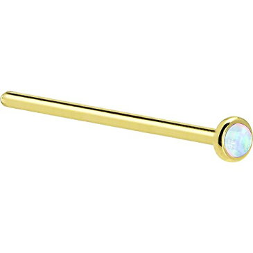 ボディキャンディー ボディピアス アメリカ 日本未発売 ウォレット 【送料無料】Body Candy Solid 14k Yellow Gold 2mm White Synthetic Opal Straight Fishtail Nose Stud Ring 18 Gauge 17mmボディキャンディー ボディピアス アメリカ 日本未発売 ウォレット