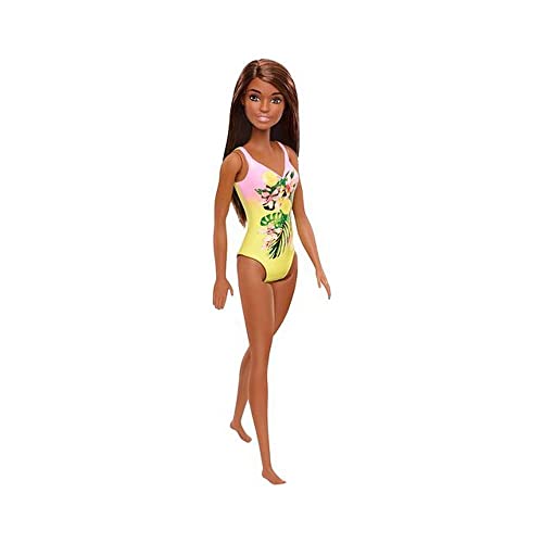 バービー バービー人形 Barbie Doll, Brunette, Wearing Pink and Yellow Floral Swimsuit, for Kids 3 to 7 Years Oldバービー バービー人形
