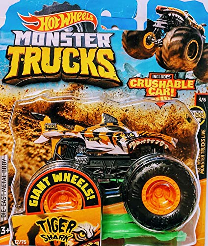 ホットウィール マテル ミニカー ホットウイール Hot Wheels Monster Jam Tiger Shark Includes Crushable Car 12/75 Monster Trucks Live 3/6ホットウィール マテル ミニカー ホットウイール