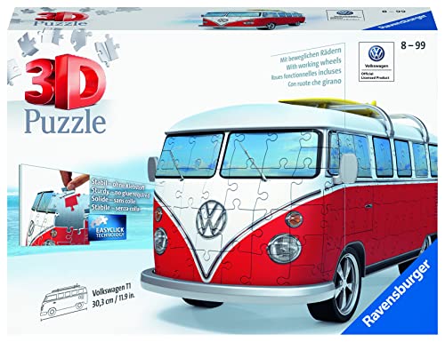 WO\[pY CO AJ Ravensburger Volkswagen T1 Campervan 162 Piece 3D Jigsaw Puzzle for Kids and Adults - Easy Click Technology Means Pieces Fit Together PerfectlyWO\[pY CO AJ