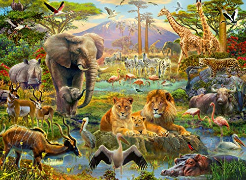 WO\[pY CO AJ Ravensburger 12891 Animals of The Savannah 200 Piece Puzzle for Kids - Every Piece is Unique, Pieces Fit Together Perfectly, YellowWO\[pY CO AJ