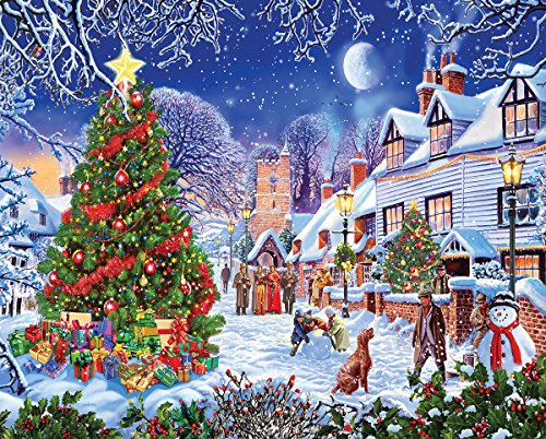 ジグソーバズル 海外製 1000ピース 村のクリスマスツリー サイズ約60×76センチ クリスマス 絵画・アート White Mountain Puzzles