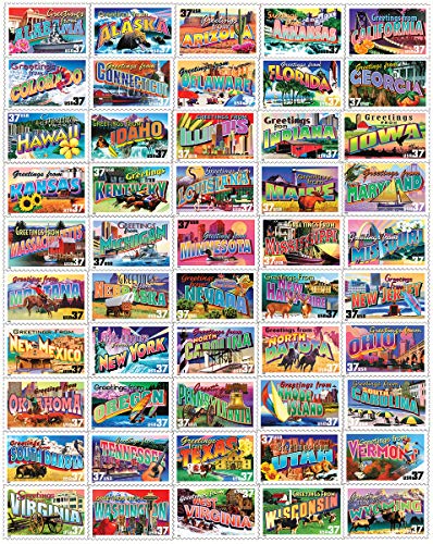 ジグソーバズル 海外製 1000ピース 州の挨拶のスタンプ 切手 サイズ約60×76センチ 絵画・アート White Mountain Puzzles