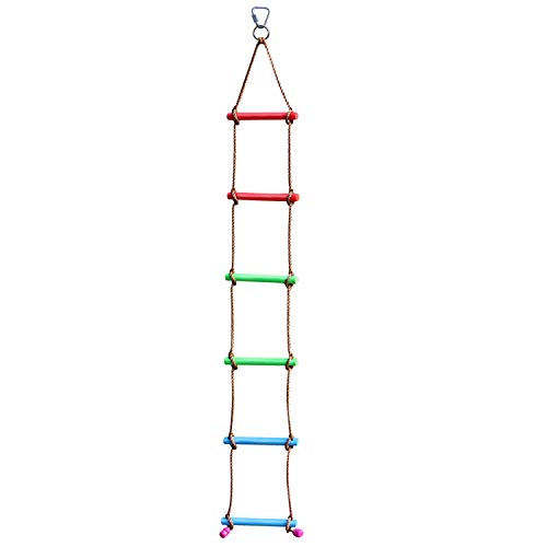 󥰥른 ֥ ⡦ͷ Ļ  Rainbow Craft 6.6FT Climbing Rope Ladder Ninja Ladder for Kids - Kids Ninja Warrior Obstacle Course Accessories - Ninja Warrior Slackline Ladder, Pl󥰥른 ֥ ⡦ͷ Ļ 