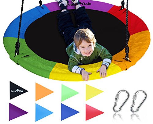 ジャングルジム ブランコ 屋内・屋外遊び 幼児 小学生 Royal Oak Saucer Tree Swing,Giant 40 Inches with Carabiners and Flags, 700 lb Weight Capacity, Steel Frame, Waterproof, Easy to Install with Step byジャングルジム ブランコ 屋内・屋外遊び 幼児 小学生