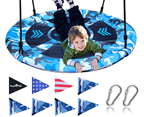 WOW uR EOV c w Saucer Tree Swing,1680D Oxford Fabric, Giant 40 Inches with Carabiners and Flags,700 lb Weight Capacity, Steel Frame, Waterproof, Easy Install with WOW uR EOV c w
