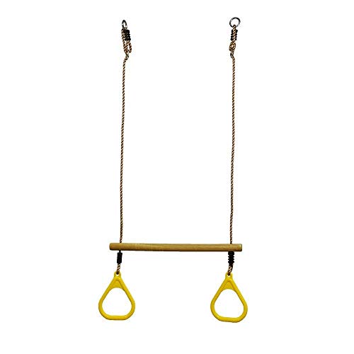 ジャングルジム ブランコ 屋内・屋外遊び 幼児 小学生 HUAWELL Swing Sets for Backyard, Monkey Bars & Swingset Accessories - Set - Wooden Trapeze Swing Bar Rings-Outdoor Play Equipment (Yellow)ジャングルジム ブランコ 屋内・屋外遊び 幼児 小学生