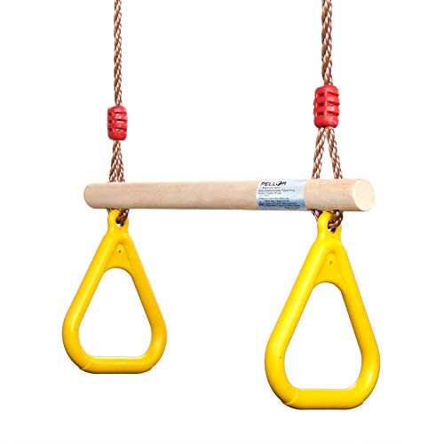 ジャングルジム ブランコ 屋内・屋外遊び 幼児 小学生 PELLOR Playground Children's Wooden Trapeze Swing Bar with Plastic Gym Rings Swing Set for Indoor & Outdoor Funジャングルジム ブランコ 屋内・屋外遊び 幼児 小学生