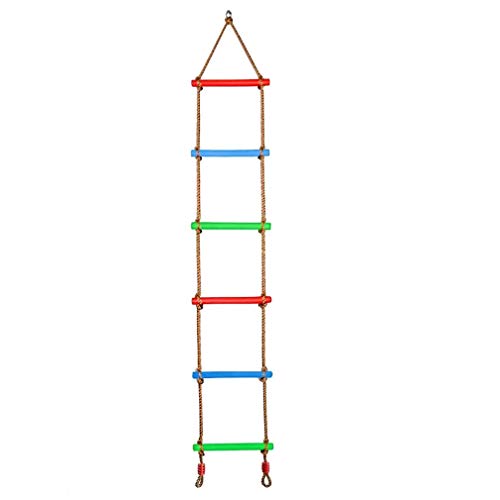 WOW uR EOV c w letsgood 6.6 ft Colorful Climbing Rope Ladder for Kids - Outdoor Backyard Playground Swing Ninja Slackline Ladder for Warrior Obstacle Course, Tree WOW uR EOV c w