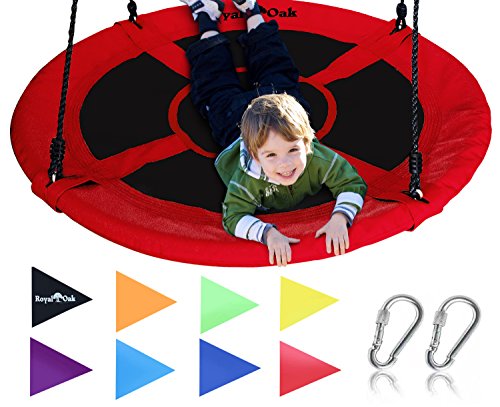 ジャングルジム ブランコ 屋内・屋外遊び 幼児 小学生 Royal Oak Saucer Tree Swing,Giant 40 Inches with Carabiners and Flags, 700 lb Weight Capacity, Steel Frame, Waterproof, Easy to Install with Step byジャングルジム ブランコ 屋内・屋外遊び 幼児 小学生