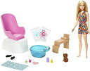 バービー バービー人形 Barbie Mani-Pedi Spa Playset with Blonde Doll, Puppy, Foot Spa Accessories, 2 Fizzy Packs Create Foaming Foot Bath, Color-Change on Doll’s Nails for Repeat Manicures Pedicures, 3-7 Yearsバービー バービー人形