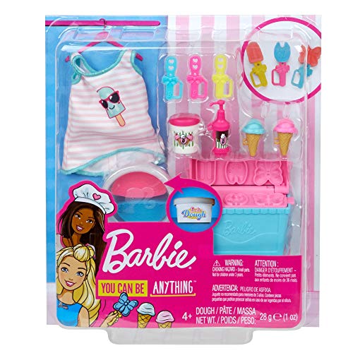 バービー バービー人形 Barbie Cooking Baking Accessory Pack with Ice Cream-Themed Pieces, Including Tank Top for Doll, Cooler Mold Container of Molded Dough, Ages 4 Years Old Up, Multiバービー バービー人形