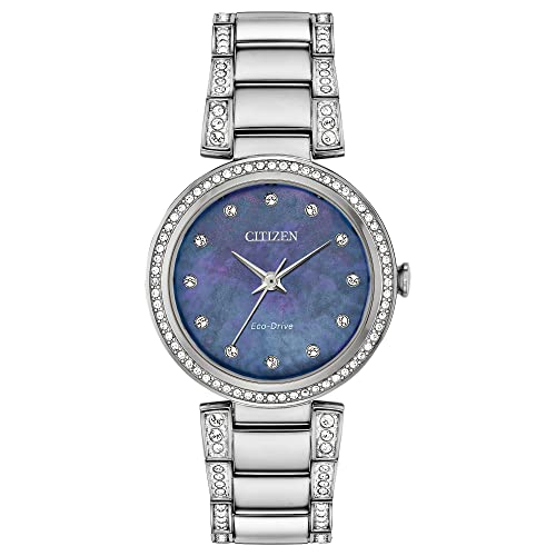 腕時計 シチズン 逆輸入 海外モデル 海外限定 Citizen Women 039 s Eco-Drive Dress Classic Crystal Watch in Stainless Steel, Mother of Pearl Dial, 28mm (Model: EM0840-59N)腕時計 シチズン 逆輸入 海外モデル 海外限定