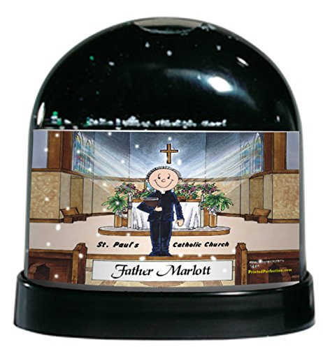 Xm[O[u  u CeA COf Personalized Friendly Folks Cartoon Caricature Snow Globe Gift: Priest - Male Great for Pastor, Preacher, Man of GodXm[O[u  u CeA COf