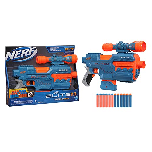 ナーフ アメリカ 直輸入 ソフトダーツ リフィル NERF Elite 2.0 Phoenix CS-6 Motorized Blaster, 12 Official Darts, 6-Dart Clip, Scope, Tactical Rails, Barrel and Stock Attachment Pointsナーフ アメリカ 直輸入 ソフトダーツ リフィル