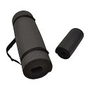 K}bg tBbglX Signature Fitness All Purpose 1/2-Inch Extra Thick High Density Anti-Tear Exercise Yoga Mat and Knee Pad with Carrying Strap, BlackK}bg tBbglX