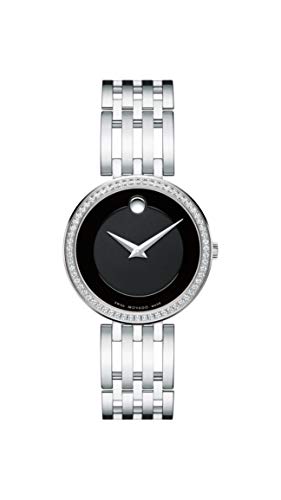 腕時計 モバード レディース Movado Women s Esperanza Stainless Steel Watch with Diamond Accent Bezel Silver Black 607052 腕時計 モバード レディース
