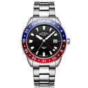 rv [^[ Y Rotary Gents Stainless Steel Red/Blue GMT Henley Stainless Steel Bracelet Watch GB05108/30, Silver, GB05108-30-AMZUKrv [^[ Y