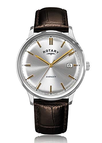 ӻ ꡼  Rotary Men's Avengers | Brown Leather Strap | Silver Dial | GS05400/06, Silver, GS05400-06ӻ ꡼ 