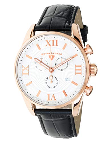 腕時計 スイスレジェンド メンズ Swiss Legend Men's Belleza Analog Swiss Quartz Watch White Dial and Rose Gold Stainless Steel Case with Black Leather Strap 22011-RG-02-BLK腕時計 スイスレジェンド メンズ