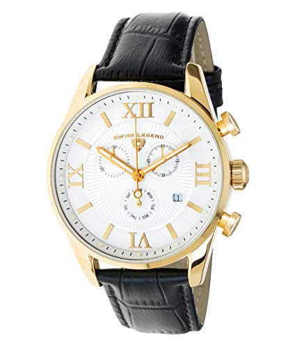 腕時計 スイスレジェンド メンズ Swiss Legend Men's Belleza Analog Swiss Quartz Watch Gold Stainless Steel with Black Leather Strap 22011-YG-02-BLK腕時計 スイスレジェンド メンズ