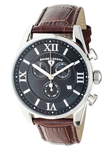 腕時計 スイスレジェンド メンズ Swiss Legend Men's Belleza Analog Swiss Quartz Watch Black Dial and Silver Stainless Steel Case with Brown Leather Strap 22011-01-BRN腕時計 スイスレジェンド メンズ