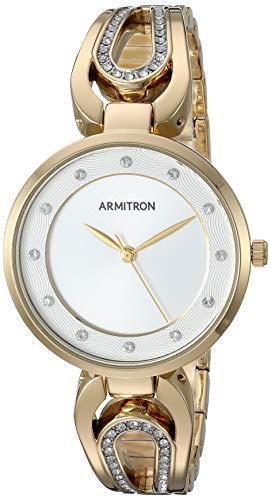 腕時計 アーミトロン レディース Armitron Women's Genuine Crystal Accented Gold-Tone Bangle Watch,..