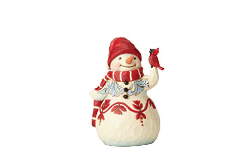 GlXR Enesco u CeA COf AJ Enesco Jim Shore Heartwood Creek Snowman Holding a Cardinal Pint-Sized Figurine, 4.75 Inch, MulticolorGlXR Enesco u CeA COf AJ